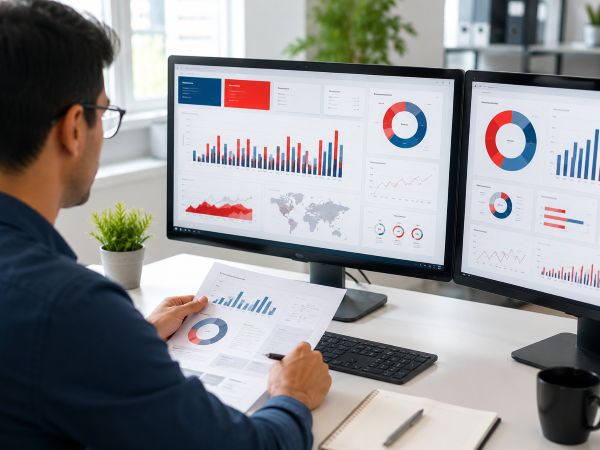 business intelligence dashboard with charts
