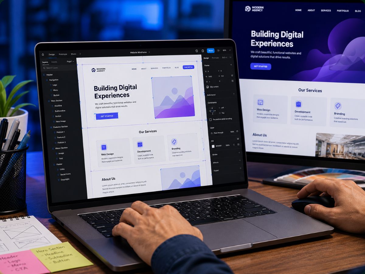 designer working on a website UI design